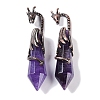 Natural Amethyst Faceted Pointed Bullet Big Pendants G-L524-19R-14-1