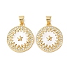 Brass Micro Pave Clear Cubic Zirconia Pendants KK-B083-35A-G-1