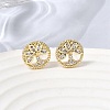Ring with Tree of Life Pattern Brass Micro Pave Clear Cubic Zirconia Stud Earrings EJEW-G460-02G-2