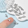 SHEGRACE Brass Pave Clear Cubic Zirconia Heart Connector Charms XGRQ2O907-448P-5
