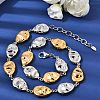 Two Tone 316L Surgical Stainless Steel Textured Flat Teardrop Link Chain Necklaces NJEW-D297-03GP-1