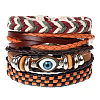 4Pcs Weave Imitation Leather Multi-strand Bracelets for Men WGB022D-12-1