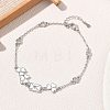 Brass Pave Clear Cubic Zirconia Clover Envelope Link Bracelets KK-CBA6980-18P-1