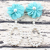 Cloth 3D Flower Plastic Imitation Pearl Beaded Barefoot Infnat Toe Anklets FS-WG366B4-05-1