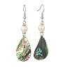 Natural Abalone Shell/Paua Shell Dangle Earrings EJEW-JE07434-02-3