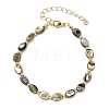 Natural Paua Shell & Brass Beaded Bracelets for Women BJEW-JB13708-3