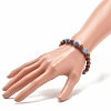 Natural Wenge Wood & Gemstone Round Beaded Stretch Bracelet for Women BJEW-JB07935-3