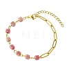 Cube Natural Gemstone Beads Link Bracelets BJEW-JB13903-4