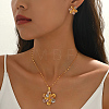 Vintage Brass Flower Stud Earrings & Pendant Necklaces Sets for Women GY5333-1