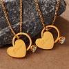 Valentine's Day 304 Stainless Steel Pave Clear Cubic Zirconia Ring & Love Heart Pendant Necklaces for Women WG8D8BB-01-1