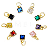 9Pcs 9 Colors Brass Cubic Zirconia Pendants ZIRC-FH0001-55-1