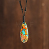 Bohemian Dyed Natural Imperial Jasper Teardrop Pendant Necklaces NL5707-1-1