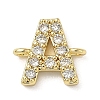 Brass Micro Pave Clear Cubic Zirconia Letter Links Connector Charmss KK-I382-07G-2