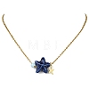 Ocean Handmade Porcelain Starfish Pendant 304 Stainless Steel Cable Chain Necklaces for Women NJEW-JN06138-3