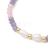 Dyed Natural Malaysia Jade & Natural Cultured Freshwater Pearl Bead Bracelets & Necklaces Sets SJEW-JS01373-01-5