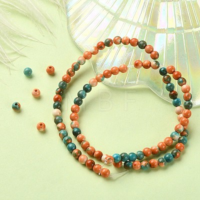 Synthetic Ocean White Jade Round Beads Strands G-YW0001-42A-1