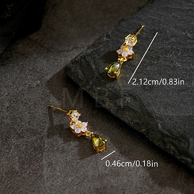 Brass Teardrop Dangle Stud Earrings LS-SW0277-1