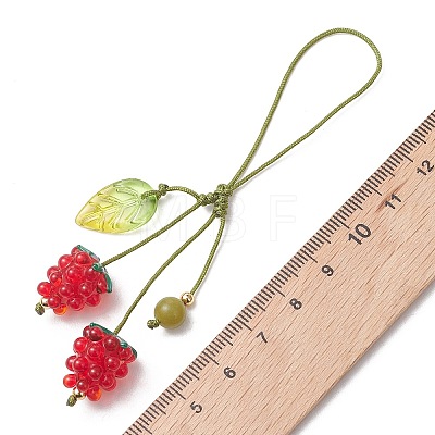 3Pcs 3 Styles Fruits Theme Glass Pendant Decorations for Mobile Accessories HJEW-TA00453-1