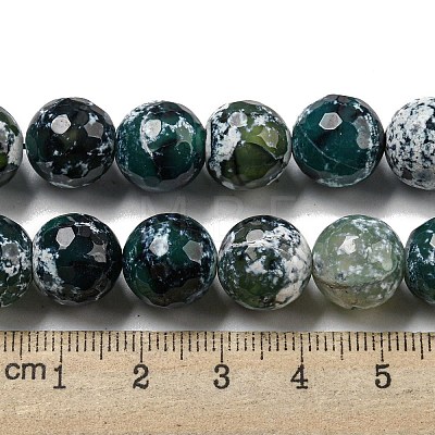 Faceted Natural Fire Crackle Agate Beads Strands G-F447-12mm-N11-1