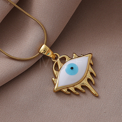 Vintage 304 Stainless Steel Gothic White Evil Eye Pendant Necklaces NA1572-1