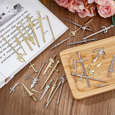 SUPERFINDINGS 32Pcs 32 Style Rack Plating Alloy Big Pendants FIND-FH0008-06-1