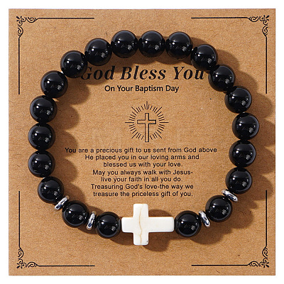 Natural Obsidian Beads Stretch Bracelets for Women Men QT3282-14-1