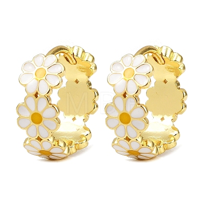 Brass Enamel Hoop Earrings X-EJEW-S277-01G-1