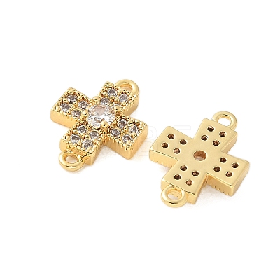 Brass Micro Pave Cubic Zirconia Connector Charms KK-U056-38G-1