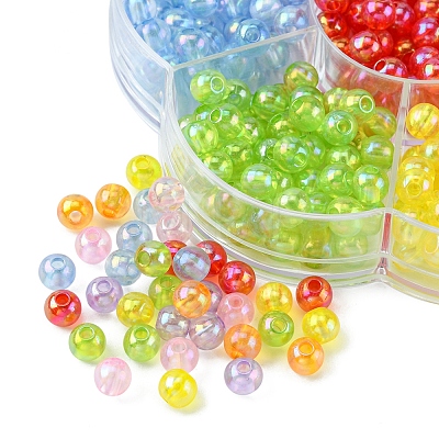 490Pcs 7 Colors Transparent Acrylic Beads MACR-YW0002-03-1