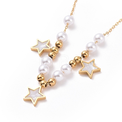Ion Plating(IP) 304 Stainless Steel Star Pendant Necklaces NJEW-C032-09G-1