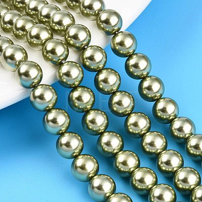 Baking Painted Pearlized Glass Pearl Bead Strands HY-N002-8mm-A07-1