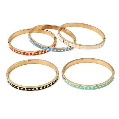 304 Stainless Steel Enamel Bangles BJEW-D408-41G-1