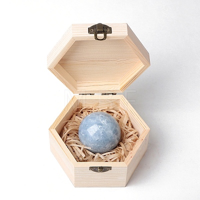 Natural Kyanite Round Ball Display Decorations with Wooden Box PW-WG82916-03-1