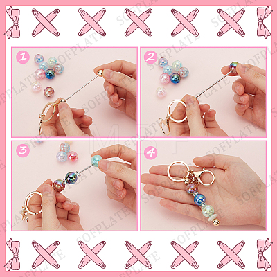 50Pcs UV Plating Iridescent Transparent Crackle Acrylic Beads MACR-SP0001-05-1