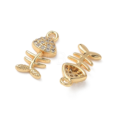 Brass Micro Pave Clear Cubic Zirconia Charms KK-P355-01D-G-1