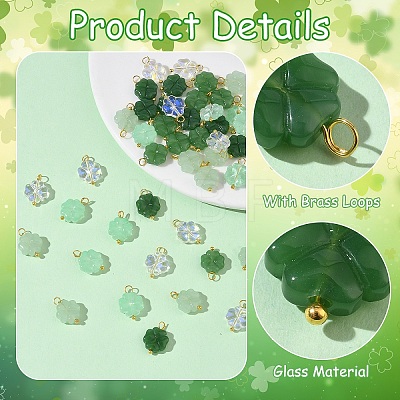 50Pcs 5 Style Glass Pendants PALLOY-YW00141-1