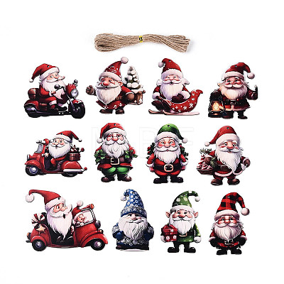 24Pcs Christmas UV Single Face Printed Wood Pendant Decorations WOOD-N020-19-1