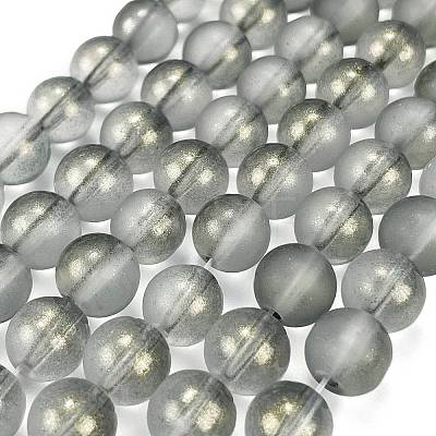 Frosted Transparent Glass Bead Strands GLAA-P065-8mm-12-1