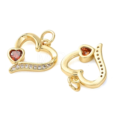 Valentine's Day Brass Micro Pave Orange Cubic Zirconia Pendants CU-E003-17G-C-1