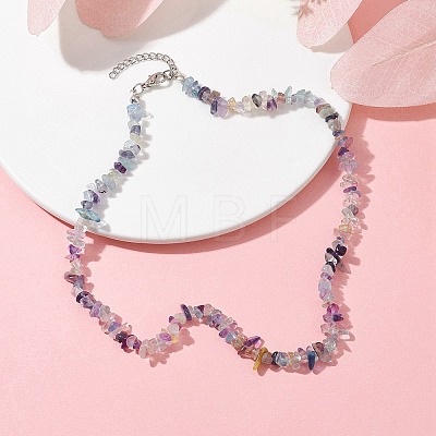 Natural Fluorite Chip Beaded Necklace NJEW-JN04615-11-1