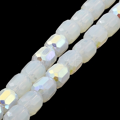 Frosted Imitation Jade Glass Beads Strands GLAA-P058-08A-04-1