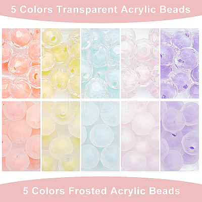   120Pcs 10 Colors Transparent Acrylic Beads TACR-PH0001-51-1