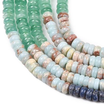 Natural Green Spot Stone & Dyed White Jade & Unakite & Lapis Lazuli & Quartz & Synthetic Shoushan Stone Beads Strands G-Z135-C04-2x4mm-1