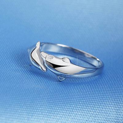 Simple Fashion Style Brass Dolphin Lover Cuff Rings RJEW-EE0002-003P-B-1