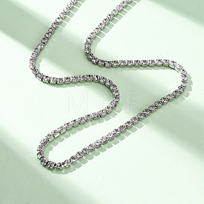 3MM 304 Stainless Steel Rhinestone Cup Chain Necklaces for Women NJEW-G175-01P-02-1