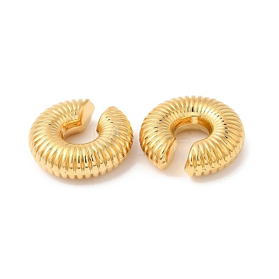 Rack Plating Brass Textured Round Cuff Earrings EJEW-R150-02G-1