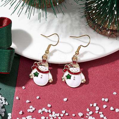 Christmas Theme Alloy Enamel Dangle Earrings EJEW-JE05830-03-1