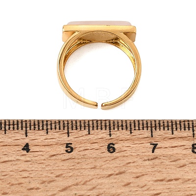 Brass with Natural Quartz Crystal Cuff Open Rings for Women GG-CBA0B5A-04G-07-1