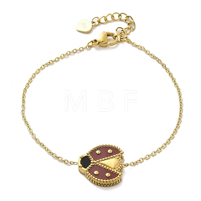 304 Stainless Steel Cable Chain Charm Bracelets for Women BJEW-U024-02G-01-1