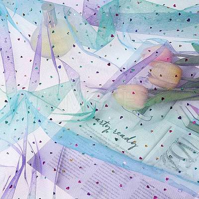 Tie Dye Silver Star Polyester Mesh Tulle Fabric DIY-WH0410-84-1